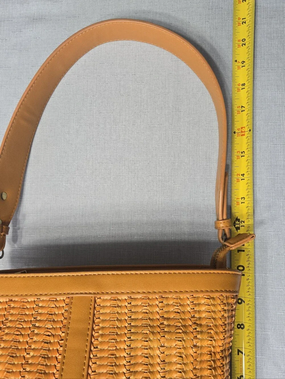 Urban Originals Woven Faux Leather Bucket Shoulder Bag Tan Brown Boho